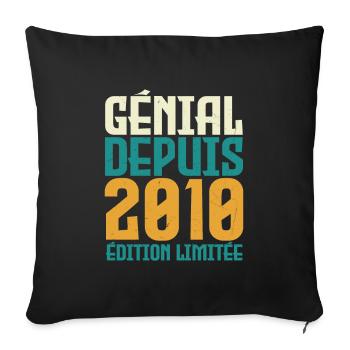 Génial depuis 2010 - Housse de coussin décorative 45 x 45 cm - noir - Devant