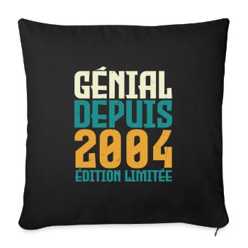 Génial depuis 2004 - Housse de coussin décorative 45 x 45 cm - noir - Devant