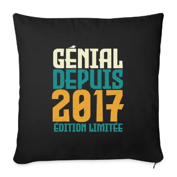 Génial depuis 2017 - Housse de coussin décorative 45 x 45 cm - noir - Devant