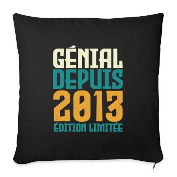 Génial depuis 2013 - Housse de coussin décorative 45 x 45 cm - noir - Devant