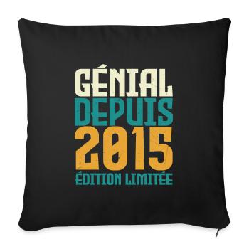 Génial depuis 2015 - Housse de coussin décorative 45 x 45 cm - noir - Devant