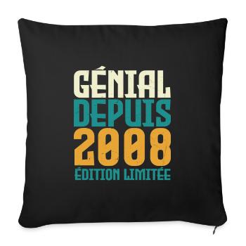 Génial depuis 2008 - Housse de coussin décorative 45 x 45 cm - noir - Devant