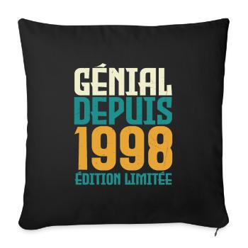 Génial depuis 1998 - Housse de coussin décorative 45 x 45 cm - noir - Devant
