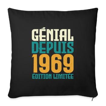 Génial depuis 1969 - Housse de coussin décorative 45 x 45 cm - noir - Devant
