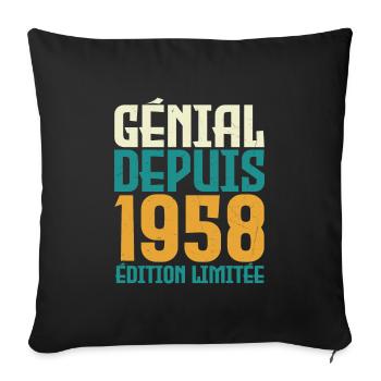 Génial depuis 1958 - Housse de coussin décorative 45 x 45 cm - noir - Devant