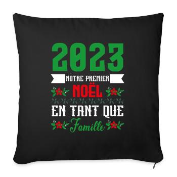 Notre premier Noël en tant que famille - Housse de coussin décorative 45 x 45 cm - noir - Devant