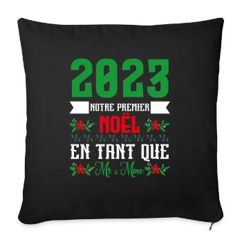 Notre premier Noël en tant que M. et Mme 2023 - Housse de coussin décorative 45 x 45 cm - noir - Devant