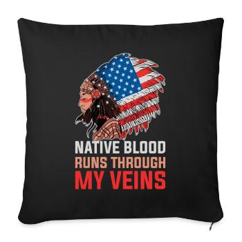 Cadeau amérindien de sang natif - Housse de coussin décorative 45 x 45 cm - noir - Devant