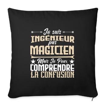 je suis Ingénieur pas magicien - Housse de coussin décorative 45 x 45 cm - noir - Devant