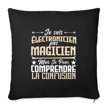 Je suis électricien, pas magicien - Housse de coussin décorative 45 x 45 cm - noir - Devant