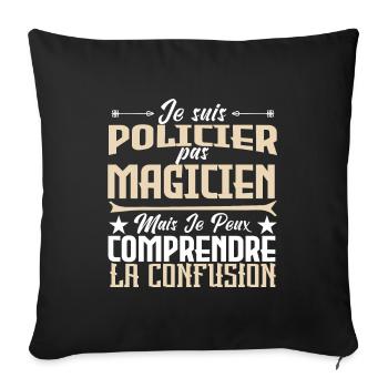 Je Suis Policier, pas Magicien - Housse de coussin décorative 45 x 45 cm - noir - Devant