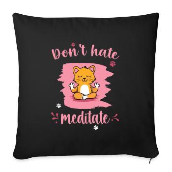 Cat Meditation Relaxation Kittens Cats Yoga - Sofa pillowcase 17,3'' x 17,3'' (45 x 45 cm) - black - Front