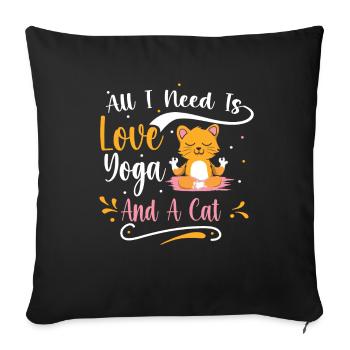 Yoga Cat Meditation Relaxation Kitten Cats - Sofa pillowcase 17,3'' x 17,3'' (45 x 45 cm) - black - Front