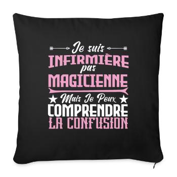 humour je suis infirmière pas magicienne - Housse de coussin décorative 45 x 45 cm - noir - Devant