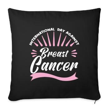 Cancer Du Sein Octobre Rose. - Housse de coussin décorative 45 x 45 cm - noir - Devant