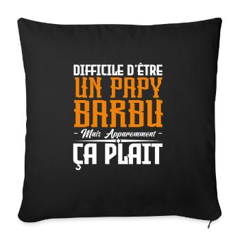 papy barbu, citations barbe, Idée cadeau papy - Housse de coussin décorative 45 x 45 cm - noir - Devant