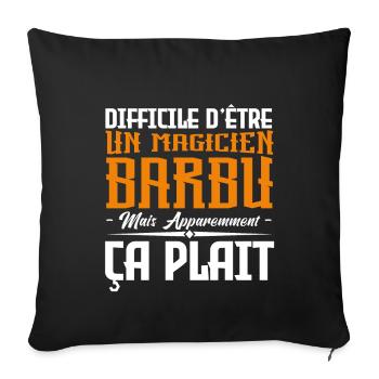 magicien barbu, citations barbe, cadeau magicien - Housse de coussin décorative 45 x 45 cm - noir - Devant