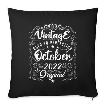 Vintage BORN IN OCTOBER 2022 . - Housse de coussin décorative 45 x 45 cm - noir - Devant
