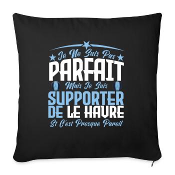 je ne suis pas parfait, supporteur de Le Havre. - Housse de coussin décorative 45 x 45 cm - noir - Devant