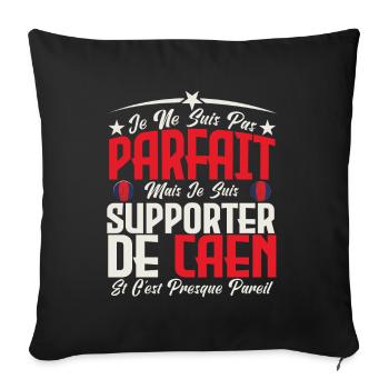 je ne suis pas parfait, supporteur de Caen. - Housse de coussin décorative 45 x 45 cm - noir - Devant