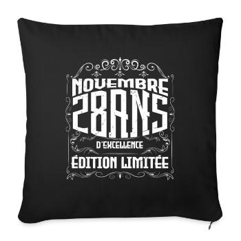Novembre 28 Ans - idée cadeau d'Anniversaire. - Housse de coussin décorative 45 x 45 cm - noir - Devant