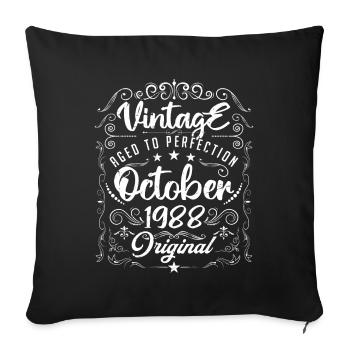 Vintage BORN IN OCTOBER 1988. - Sofa pillowcase 17,3'' x 17,3'' (45 x 45 cm) - black - Front