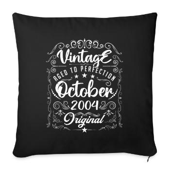 Vintage BORN IN OCTOBER 2004. - Sofa pillowcase 17,3'' x 17,3'' (45 x 45 cm) - black - Front