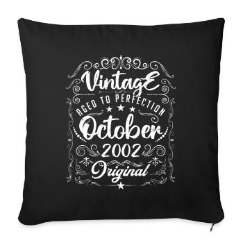 Vintage BORN IN OCTOBER 2002. - Sofa pillowcase 17,3'' x 17,3'' (45 x 45 cm) - black - Front