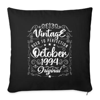 Vintage BORN IN OCTOBER 1994. - Sofa pillowcase 17,3'' x 17,3'' (45 x 45 cm) - black - Front