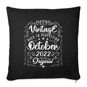 Vintage BORN IN OCTOBER 2022 . - Housse de coussin décorative 45 x 45 cm - noir - Devant