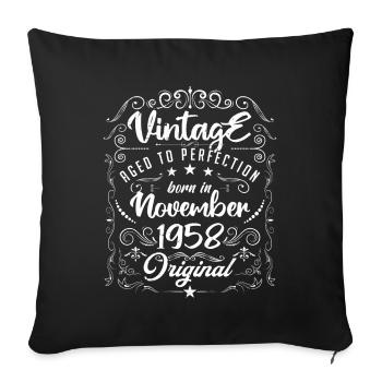 Vintage GEBOREN IM NOVEMBER 1958- Jubiläumsgeschenk. - Sofakissenbezug 45 x 45 cm - Schwarz - Vorne