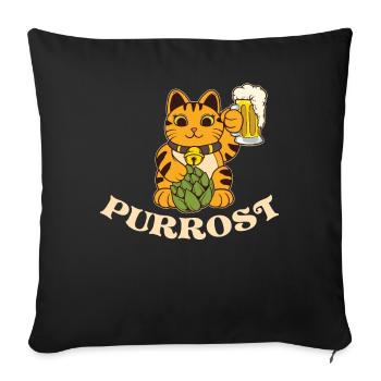 Cadeau de chat violet - Housse de coussin décorative 45 x 45 cm - noir - Devant