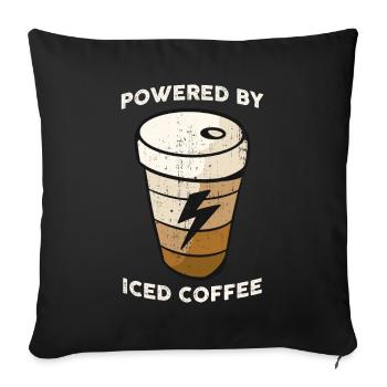 Powered By Iced Coffee Coffee Gift - Sofa pillowcase 17,3'' x 17,3'' (45 x 45 cm) - black - Front