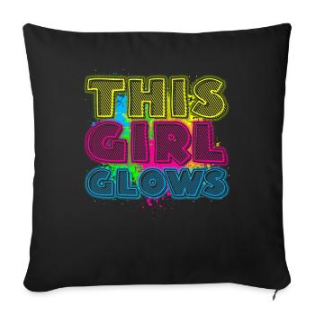This Girl Glows Party 80s vintage colorful - Sofa pillowcase 17,3'' x 17,3'' (45 x 45 cm) - black - Front