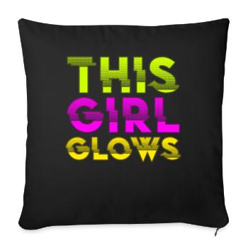 This Girl Glows Party 80s vintage colorful - Sofa pillowcase 17,3'' x 17,3'' (45 x 45 cm) - black - Front