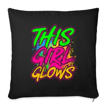 This Girl Glows Party 80s vintage colorful - Sofa pillowcase 17,3'' x 17,3'' (45 x 45 cm) - black - Front