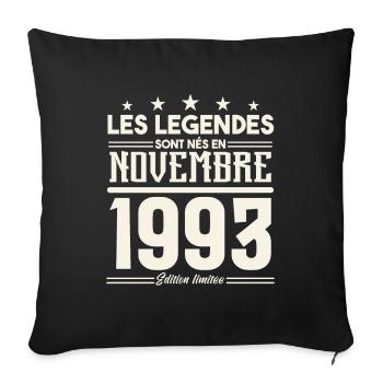 Les légendes sont nés en novembre 1993. - Housse de coussin décorative 45 x 45 cm - noir - Devant