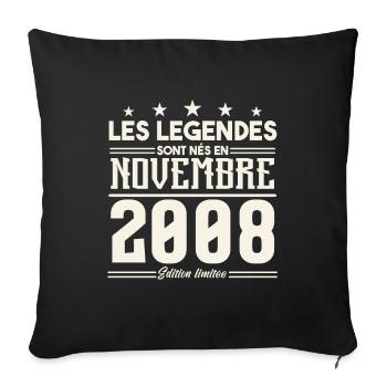 Les légendes sont nés en novembre 2008. - Housse de coussin décorative 45 x 45 cm - noir - Devant