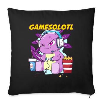 Gamesolotl Axolotl als Gamer mit Headset Anime - Sofakissenbezug 45 x 45 cm - Schwarz - Vorne