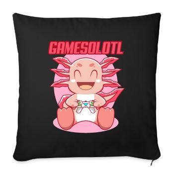 Gamesolotl Axolotl als Gamer mit Headset Anime - Sofakissenbezug 45 x 45 cm - Schwarz - Vorne
