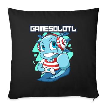 Gamesolotl Axolotl als Gamer mit Headset Anime - Sofakissenbezug 45 x 45 cm - Schwarz - Vorne