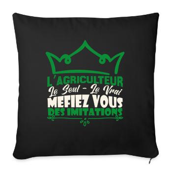 Agriculteur le seul le vrai méfiez vous. - Housse de coussin décorative 45 x 45 cm - noir - Devant