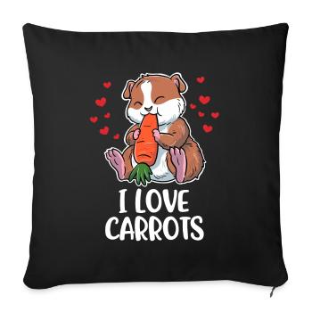 J’aime les carottes Cadeau aux carottes - Housse de coussin décorative 45 x 45 cm - noir - Devant