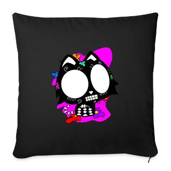 Day of the dead cat with flowers Mexican - Sofa pillowcase 17,3'' x 17,3'' (45 x 45 cm) - black - Front