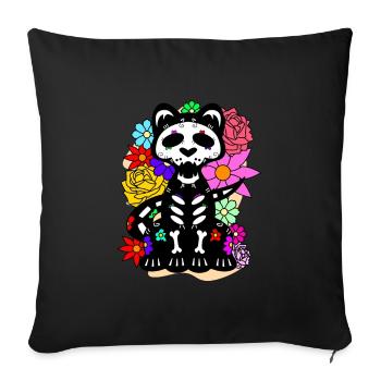 Day of the dead Katze mit Blumen mexikanisches - Sofakissenbezug 45 x 45 cm - Schwarz - Vorne
