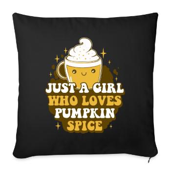 Fille qui aime Pumpkin Spice Pumpkin Cadeau - Housse de coussin décorative 45 x 45 cm - noir - Devant