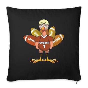 Rugby Turkey Gobble Football Fan Thanksgiving - Sofa pillowcase 17,3'' x 17,3'' (45 x 45 cm) - black - Front