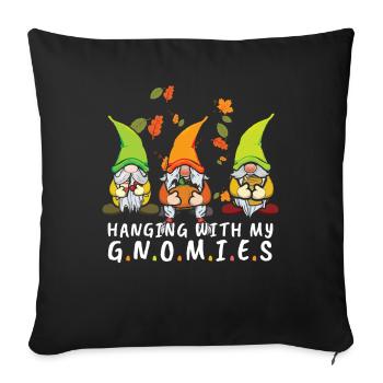 Hanging With Gnome Fall Thanksgiving Season Autumn - Sofa pillowcase 17,3'' x 17,3'' (45 x 45 cm) - black - Front