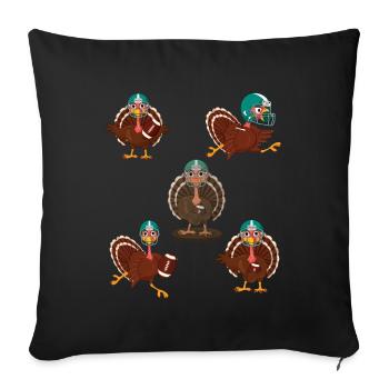 Thanksgiving Rugby Cute Turkey And Football - Sofa pillowcase 17,3'' x 17,3'' (45 x 45 cm) - black - Front