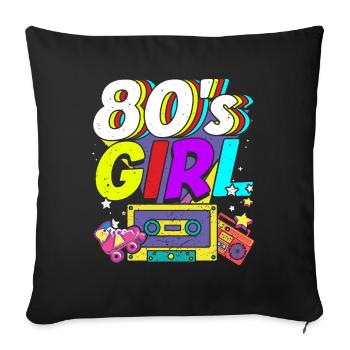 Women 80s girl 80s Themes Party Vintage 1980s - Sofa pillowcase 17,3'' x 17,3'' (45 x 45 cm) - black - Front